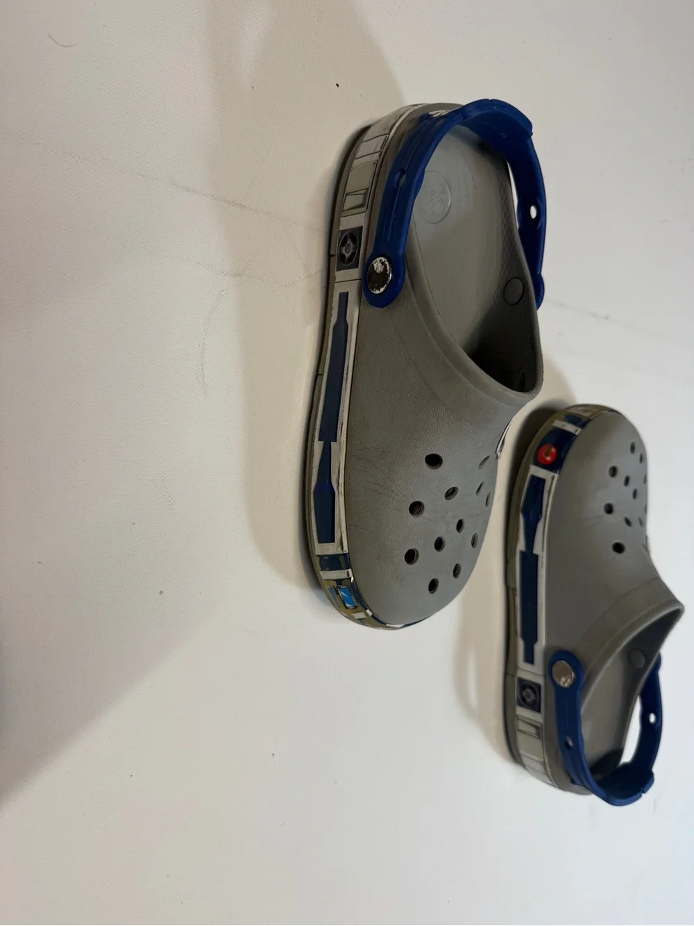 CROCS Kids Gray Clogs with Blue Star Wars Heel Straps